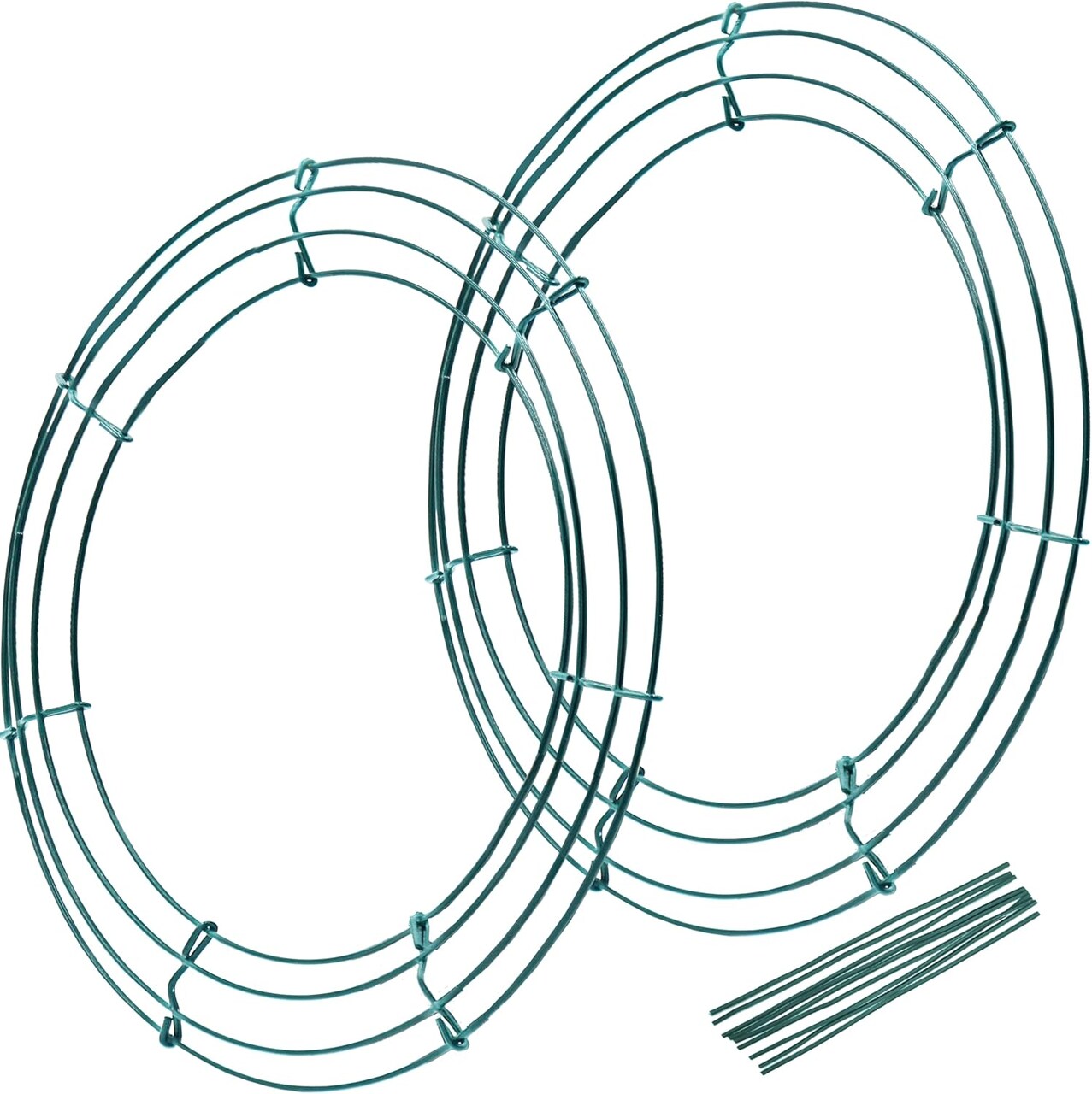 Pack of 2 Wire Wreath Frame (14 Inch) – Round Metal Wreath Form for Crafts & Floral Decorations on Weddings Christmas Home Party Celebrations, Dark Green